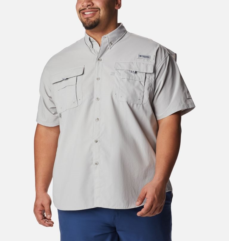 Men\'s Columbia PFG Bahama II Short Sleeve Shirts Light Grey | Plus Size CA-S58A0